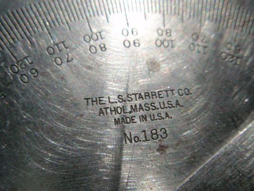Vintage l.s. starrett # 183 steel protractor in good working condition! for sale