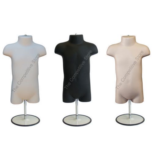 3 infant mannequin forms with metal base 9-12 months - black + white + flesh for sale