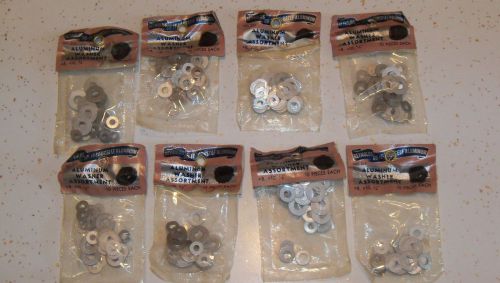 Flat Aluminum  Washers Assortment Kit  #8 #10 &#039;1/4  nos 8 lot in bags reynolds