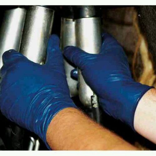 Rubber gloves farm cow garage mechanic large size no latex box blue nitrate