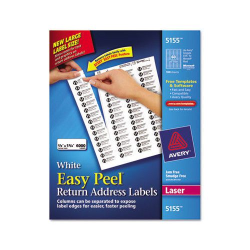 Avery Consumer Products Easy Peel Laser Mailing Labels, 6000/Box