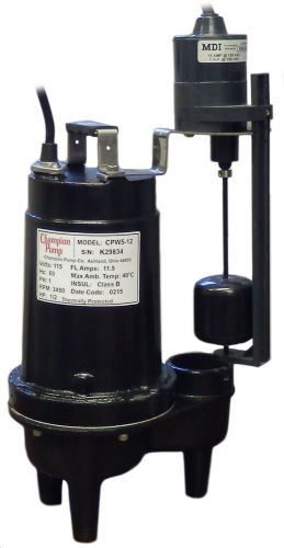 Champion pump cpw5-12 h 1/2 hp up to 109 gpm with 25 foot head w vertical switch for sale