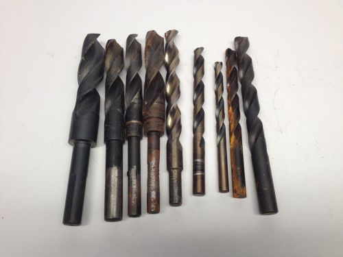 Lot of 9 Used Drill Bits 13/16HSS 1/2HSS 5/8HS 9/16HS USA Germany Mixed Lot