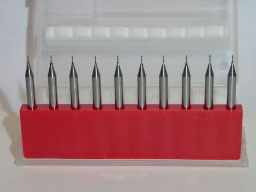 10pc pack, New .50mm (.0197&#034;), 2 Flute, Drill Point, Carbide End Mills, CNC
