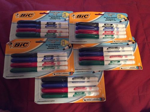 Bic great erase grip dry erase markers fine point low odor multicolor new 5packs for sale