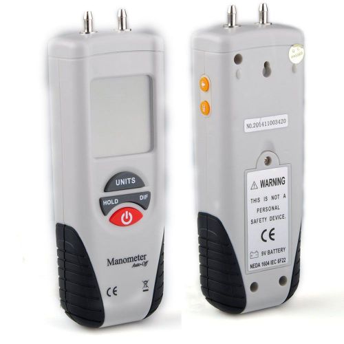 Digital manometer differential air pressure meter gauge tester+9v battery+pouch for sale