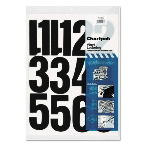 Press-On Vinyl Numbers, Self Adhesive, Black, 4&#034;h, 23/Pack