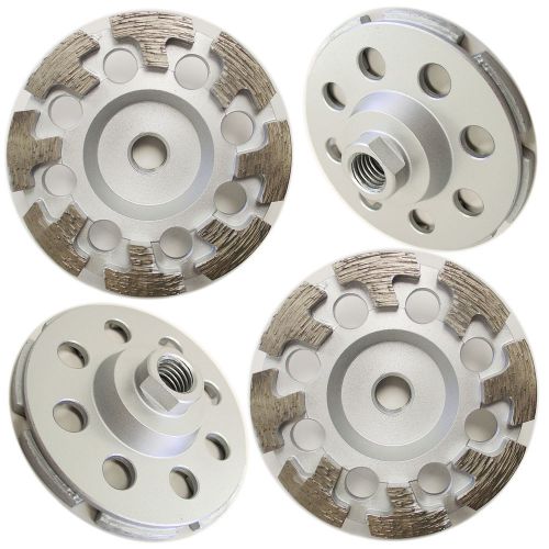 4PK 4” T-Seg Concrete Diamond cup wheel for Anger Grinders - 5/8”-11 Arbor