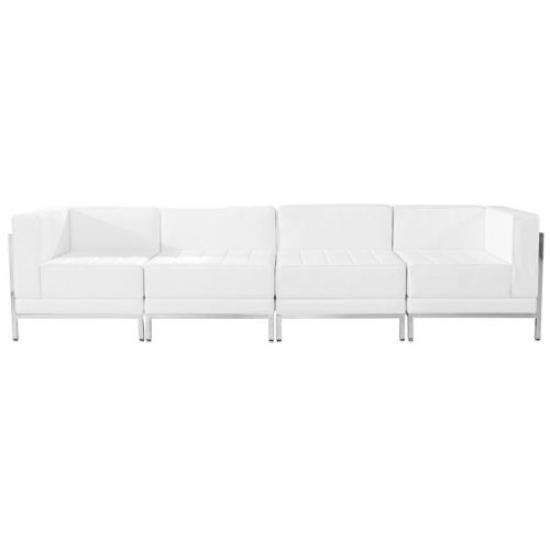 Imagination series white leather 4 piece lounge set for sale