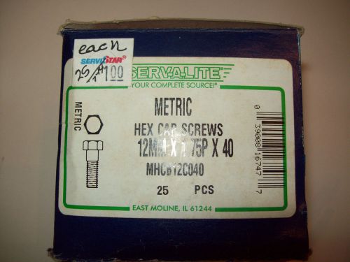 25 Metric Hex Head Cap Screws -  12 mm 1.75 Pitch x 40 mm MHCB12C040