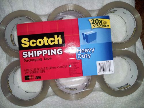 3m scotch heavy duty shipping packaging tape refill 1.88&#034; x 54.6 yd 6 rolls 327y for sale
