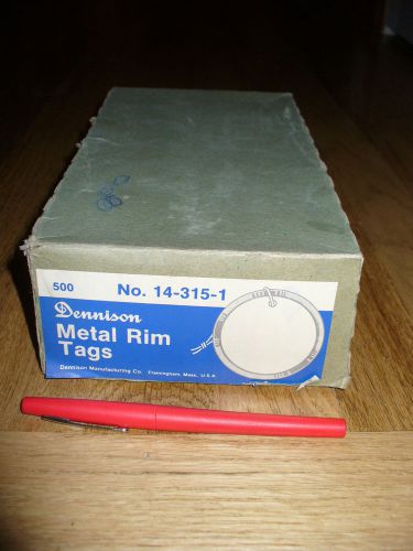 Big Box 1950s ~230/500 USA Made DENNISON 2&#034; METAL RIM TAGS to ID keys specimens