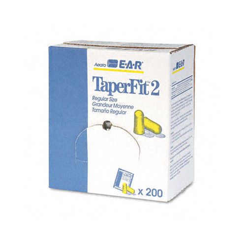 3M E-A-R Taperfit 2 Self-Adjusting Earplugs, Uncorded, Foam, 200 Pairs/Box