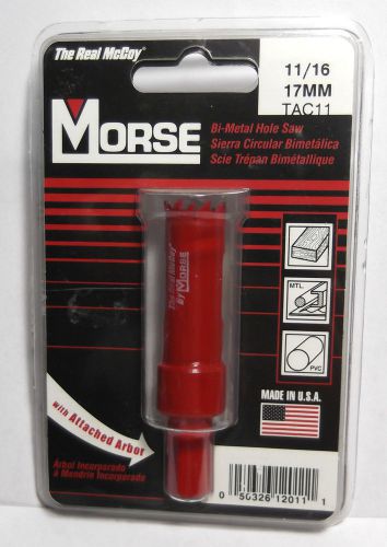 11/16&#034; Morse Bi-Metal Hole Saw American Made With Attached Arbor