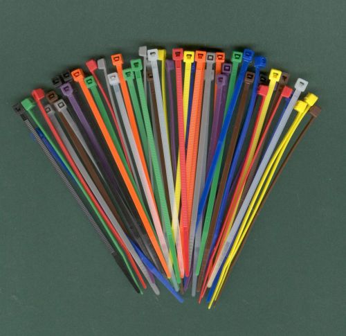 100 4&#034; long 18# pound nylon cable ties 10 colors zip tie ty wrap made in usa for sale