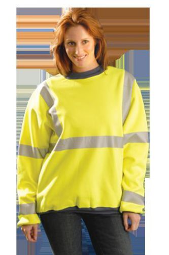 Occulux HI VIZ Yellow Cotton Blend Crew Long Sleeve Sweatshirt NEW XL LUX-SWT3