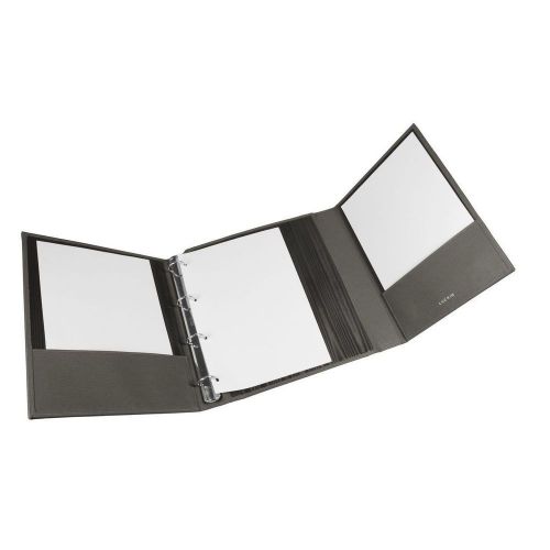 LUCRIN - A4 3-section binder - Granulated Cow Leather - Dark grey