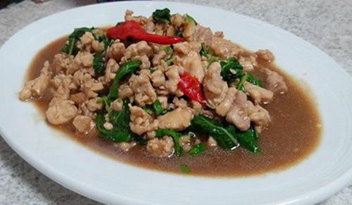 Thai Spicy Recipe Pad Kra Prao Food Basil with Minced Pork Dinner Popular Shop