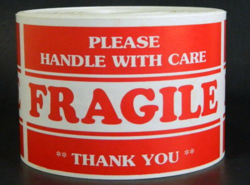 4 ROLLS, 2000 LABELS, PLEASE HANDLE WITH CARE FRAGILE, SIZE 3X5 Inches L001C