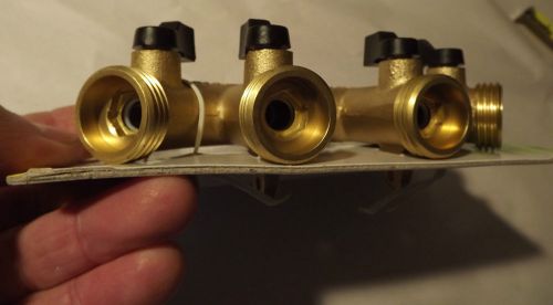 Nelson Brass Garden Hose 4-Way Splitter With 4 Steel Ball Shut-Off Valves