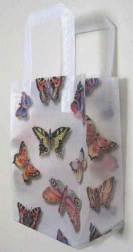 White frosted butterfly print gift shopping bags 40-count 5x3x7x3