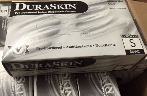 Duraskin Pre-Powdered Latex Disposable Gloves 100-Pack Size Small