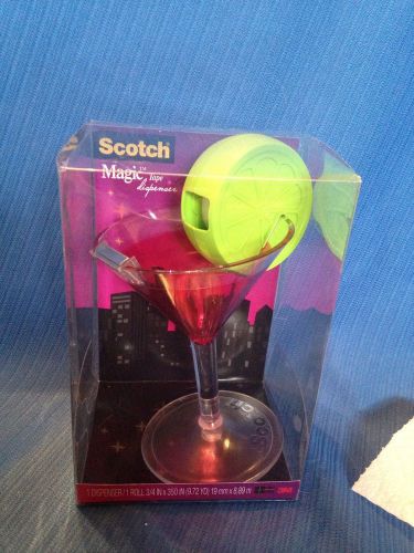 Scotch Magic Tape Dispenser Cosmo Martini Glass with Lime Refillable NIP