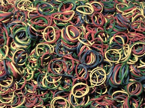 1 lb Bag of Small Colorful Rubber Elastic Bands .75 inch Red Blue Green Yellow