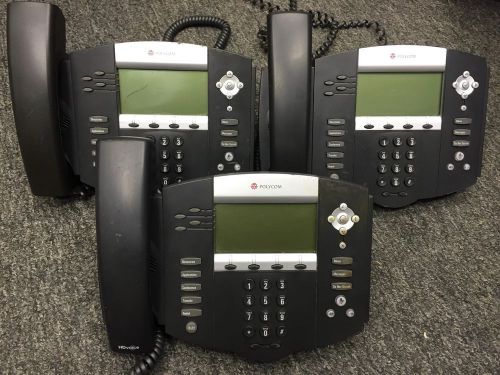 Lot of 3 SoundPoint IP550 2201-12550-001 VOIP Phone w/ Handset, No Power Cord