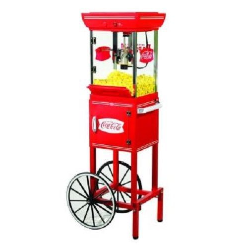 Nostalgia electrics coca-cola series 48in. old fashioned movie time popcorn cart for sale