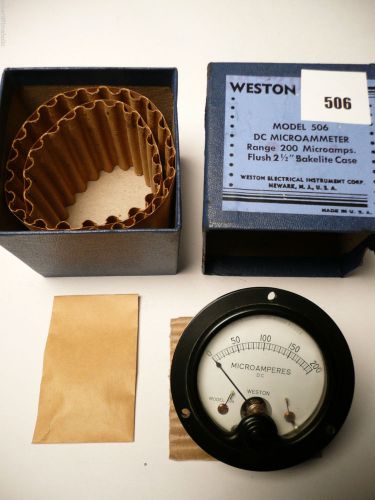 Weston 506 meter 0-200 Microamps 2.5&#034; DC Microammeter NEW NOS bakelite case vtg