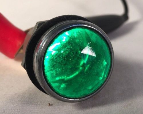Vtg Faceted Green Lens Control Panel Electric Indicator Light 120v GE Bulb