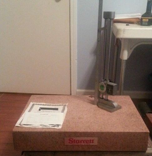 STARRETT 18 X 24 PINK GRANITE TOOLROOM SURFACE PLATE + IMPORT DIAL HEIGHT GAGE