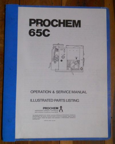 Prochem 65C Truckmount Carpet Cleaning Machine OPERATION &amp; SERVICE MANUAL