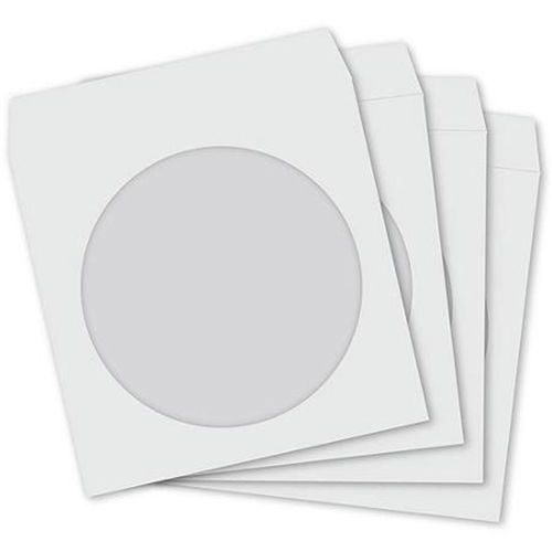 100 pcs White CD DVD Paper Sleeve Envelopes with Flap and Clear Window
