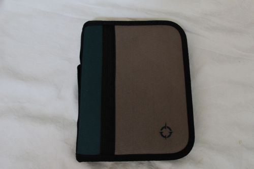 FRANKLIN COVEY Tan and Teal Green Canvas Day Planner Barely used EUC