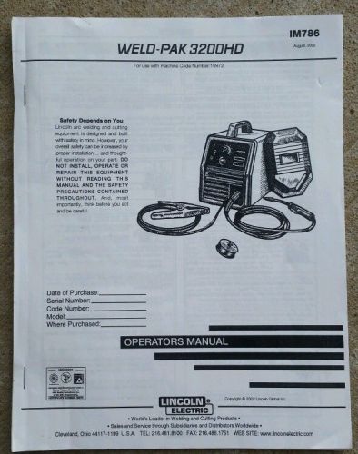 Lincoln weld pak 3200hd operators manual