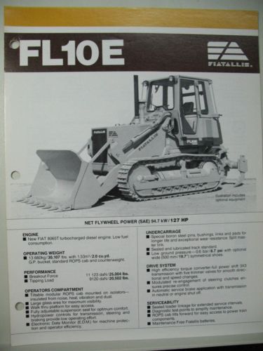 Fiat Allis FL10-E Crawler Loader Sales/Specification Brochure -Vintage