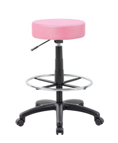 Height Adjustable Mesh Drafting Chair Pink