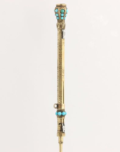 Victorian Pencil- 10k Yellow Gold Turquoise Accented Antique Writing Collectible