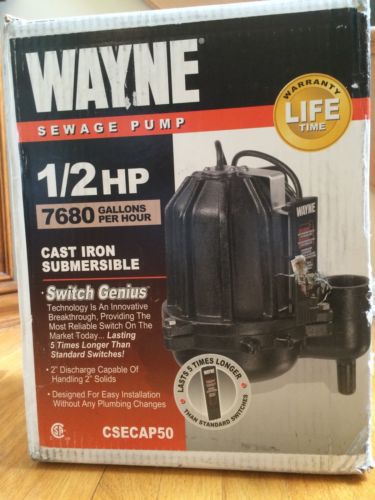 Wayne csecap50 sewage ejector sump pump 1/2hp cast iron submersible switchgenius for sale
