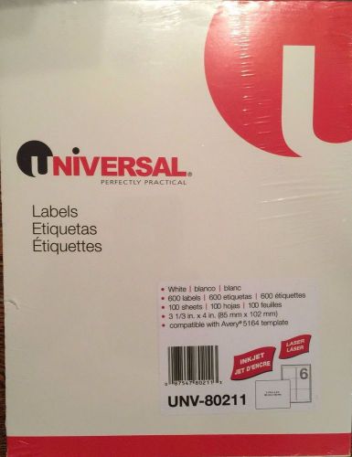 600 Universal Self Adhesive Address Labels for Copiers, Bright White, 3 1/3 x 4
