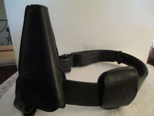 42&#034; Law Enforcement Leather Belt with 2 Holster Attachments-Used