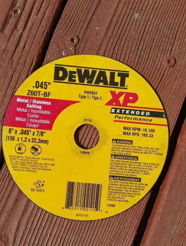 Dewalt xp extended cut off wheels 6&#039;&#039;/.045&#039;&#039;/7/8&#039;&#039; for stainless ,metals z60tbf