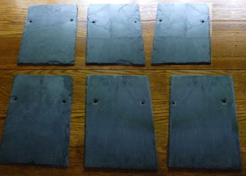 Set of Six Slate Roof Shingles - 9&#034; x 12&#034; -Good Condition -Antique (100 yrs+old)