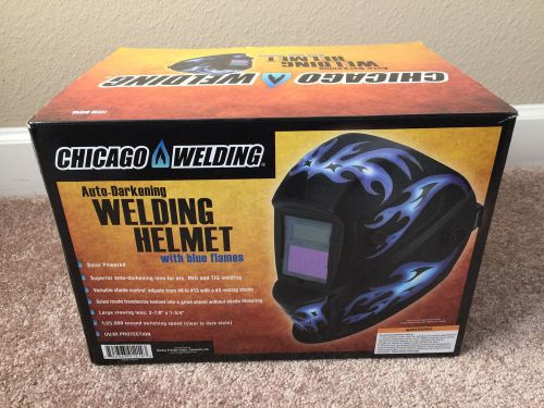 Chicago electric blue flame auto darkening welding hood helmet new in box for sale