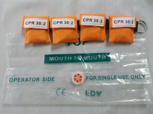 100 orange cpr mask keychain face shield key chain disposable imprinted cpr 30:2 for sale