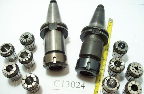 (2) cat40  er 32 collet chucks with 10 er32 collets cat 40 great cond lot c13024 for sale