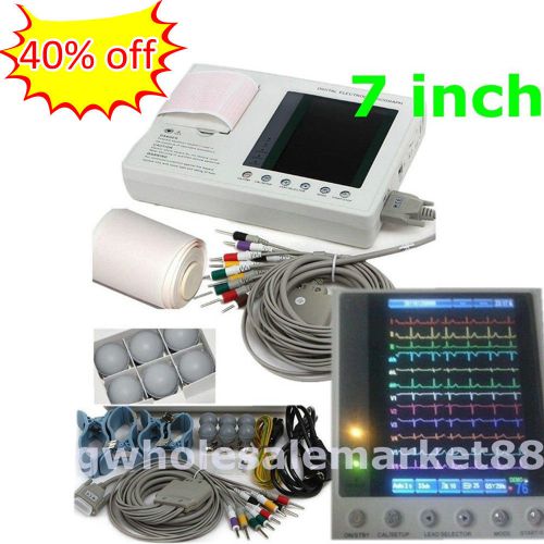 FDA good 3-channel 12-lead ECG EKG machine LCD Electrocardiograph interpretation