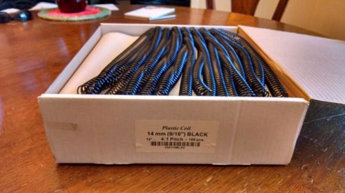 14mm Black Plastic Spiral Binding Coil 12&#034; 4:1 100 count Box